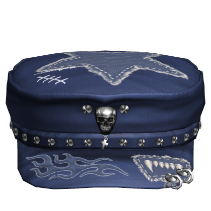 Blue Skull Punk Grunge Cap Roblox item