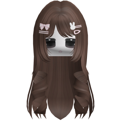 cute long sweet curly w accesorys and face (brown)