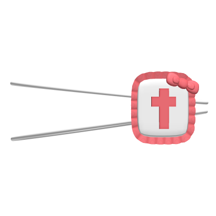 . ‿♡ cute red & white ruffle nurse eyepatch w bow Roblox item
