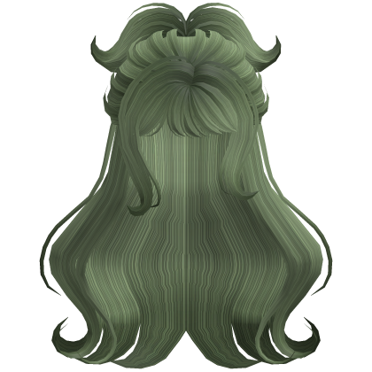 Green Fluffy Messy Half Up Hair 