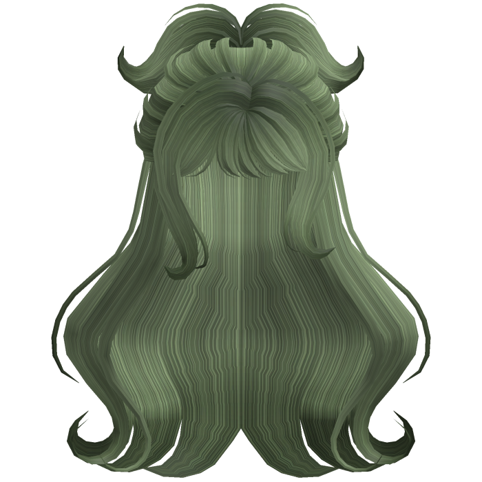 Green Fluffy Messy Half Up Hair 