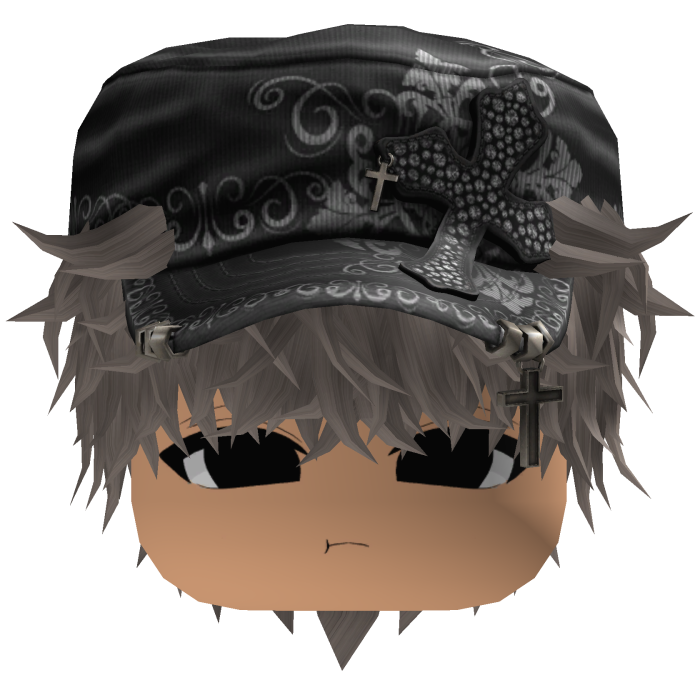 Ash Messy Anime Hair w/ Black Cadet Cap