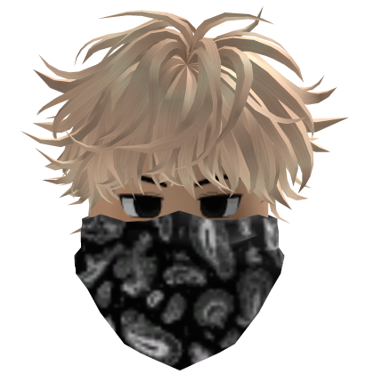 Serious Blonde Messy Emo Hair w/ Bandana Mask Roblox item