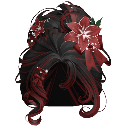 ♡ Christmas Flowery Bun Updo (Black & Red)