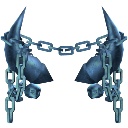 Light Blue Gothic Skull Chained Horns  Roblox item