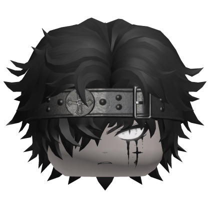 Black Messy Emo Hair with Metal Headband Scar