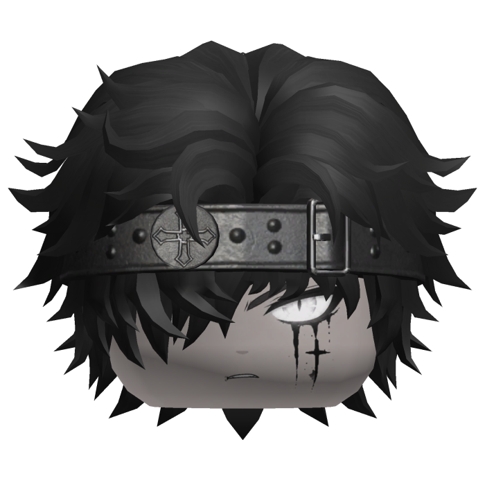 Black Messy Emo Hair with Metal Headband Scar