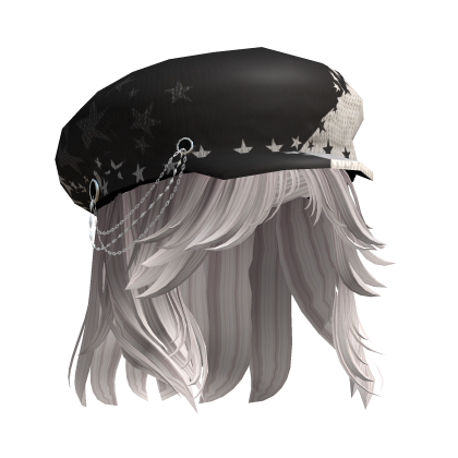 Y2K Beret  Wavy Grunge Hair - White Roblox item