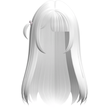 Cute Long White Side Ponytail Hair w Pink Bow Roblox item