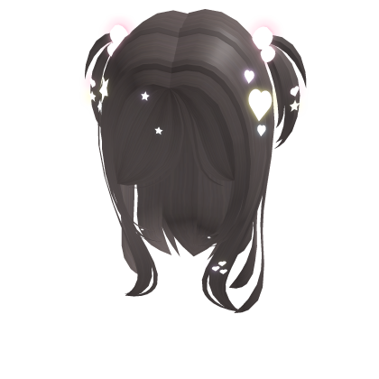 ♡ : EMISSIVE ash brown pigtails w glowing clips ♡ Roblox item
