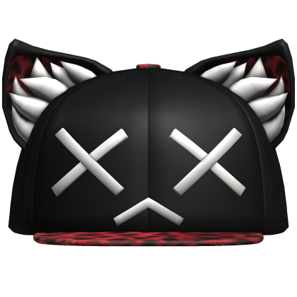 X_X red cheetah white fur hat Roblox item