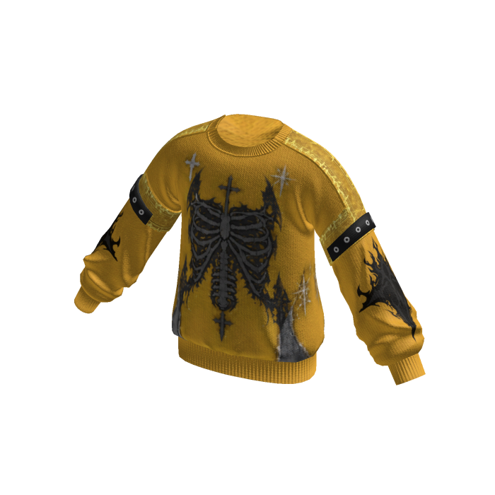 Goth Ribcage Graphic Sweater (Yellow)