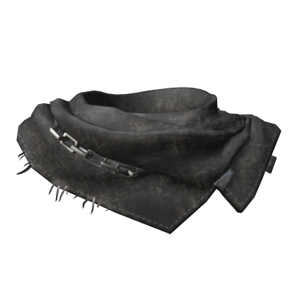 Black Distressed Layered Scarf with Chain