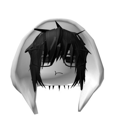 Vkei Moe Boy Black Hair Glasses White Hood+ Face