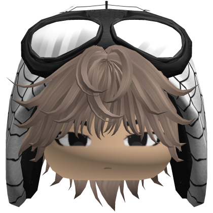 Spider White Hood Boy Messy Milktea Hair w/ Face Roblox item