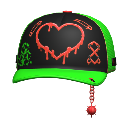 Scene Y2K Rave Chain Spiked Cap (Green & Orange) Roblox item