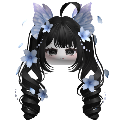 Mystical Sakura Petal Pigtails (Black)