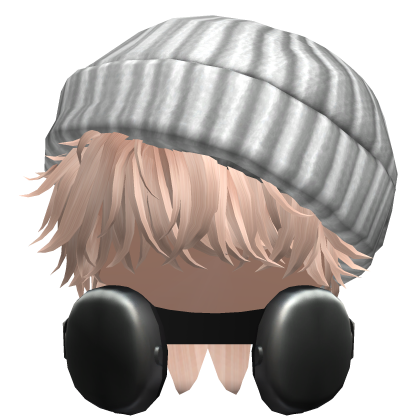Messy Boy Hair w/ Beanie & Headphones Blonde Roblox item