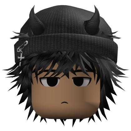 Messy Hair w/ Horned Beanie (Black)