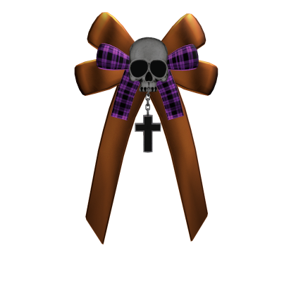 Skull Ribbon Clip - orange and purple