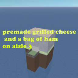 premade grilled cheese and a bag of ham on aisle 3