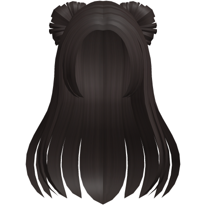 adorable dark brown half up space bun hair