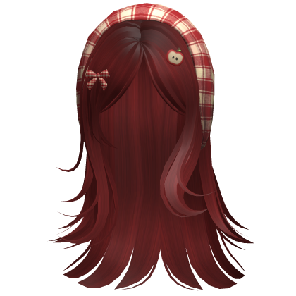 Cute Igari Hair w Plaid Headscarf Red Roblox item