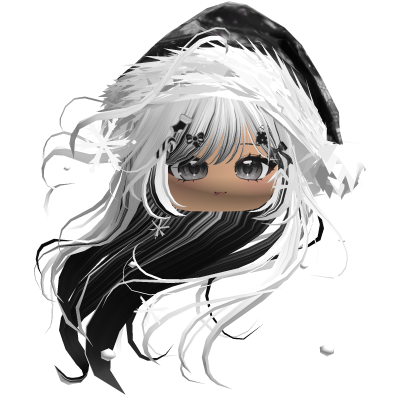 Windy Anime Hair w/Santa Hat (White&Black)