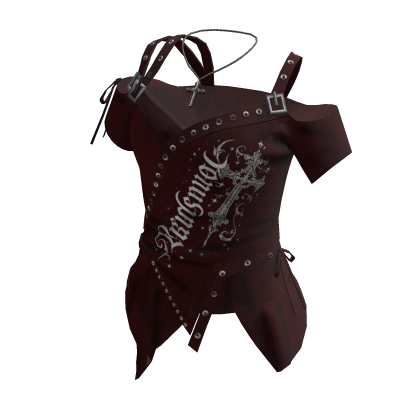 Mall Goth Studded Top w/ Cross Chain (Red)