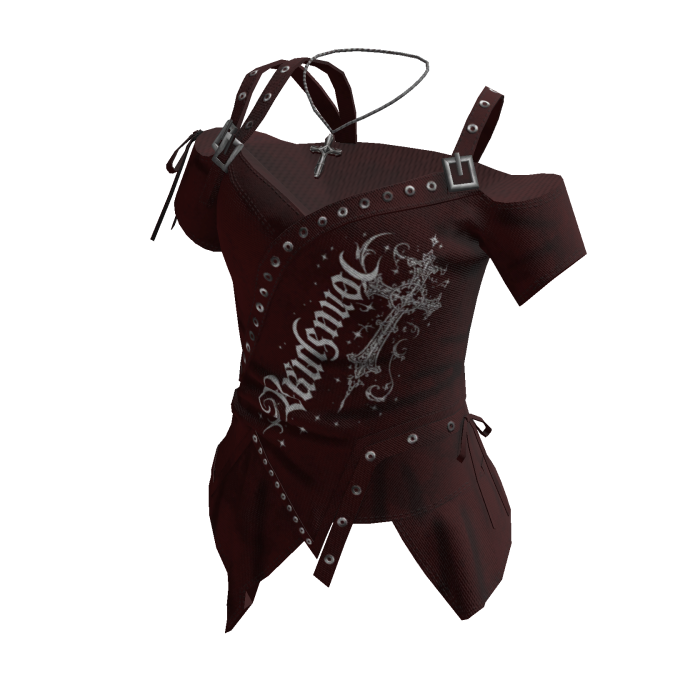 Mall Goth Studded Top w/ Cross Chain (Red)