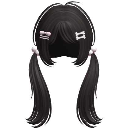 🤍 cutecore pigtails with hair clips dark brown