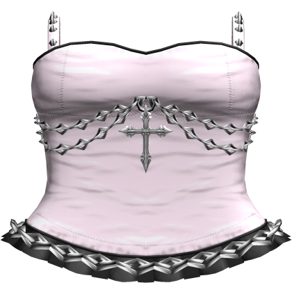 Gothic Emo Chained Cross Dress in Pink Black