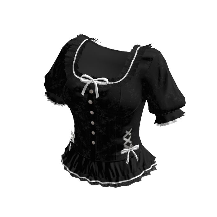 Coquette Lace Trim Button Dress (Black)