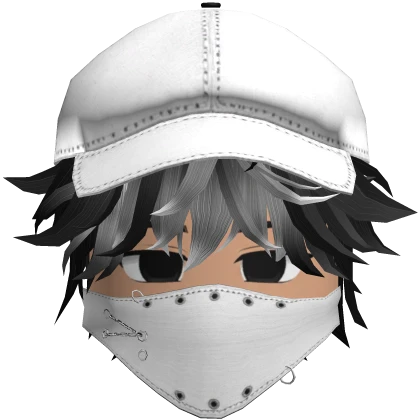 Beautiful boy, emo mask & cap, Y2K skater (gray) Roblox item thumbnail