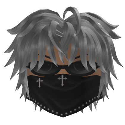 Messy Hair w/ Bandana & Glasses (Gray)