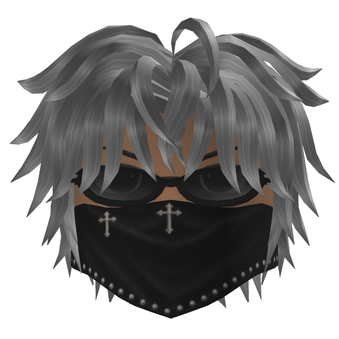 Messy Hair w/ Bandana & Glasses (Gray)