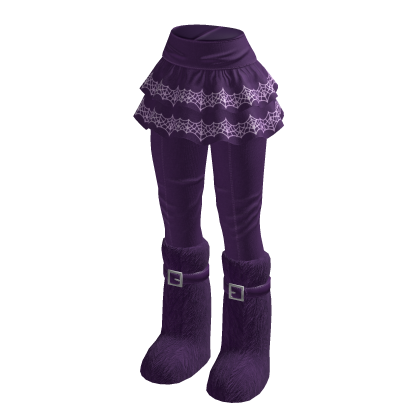 Ruffle Skirt with Buckle Boots (Purple)