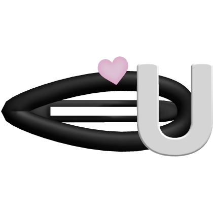 ♡ black u initial hair clip Roblox item
