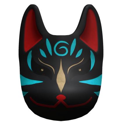 Tribal Blue Fox Mask Exotic Vibrant Black thumbnail