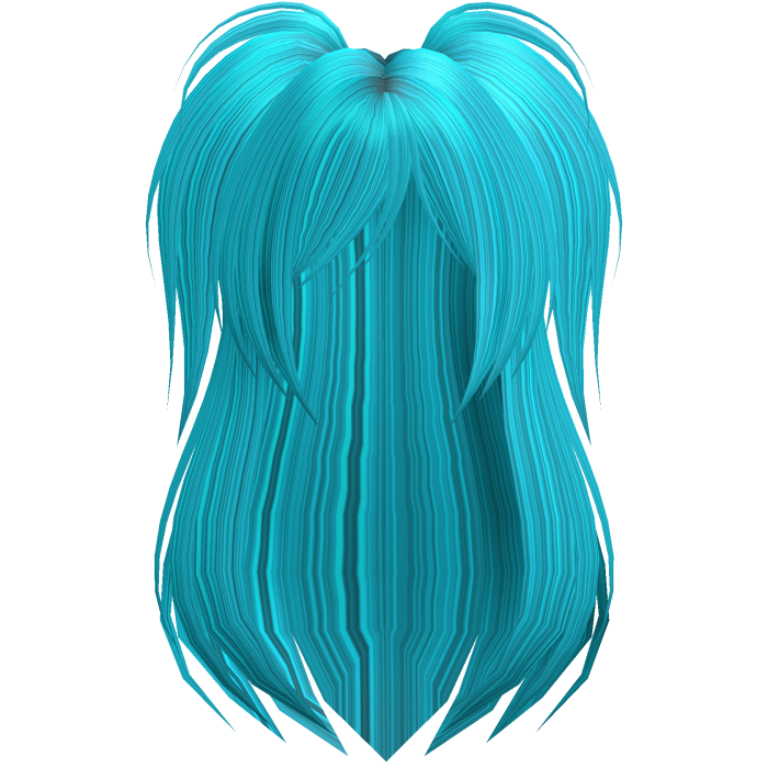 Cyan Emo Scene Long Black Side Pigtails