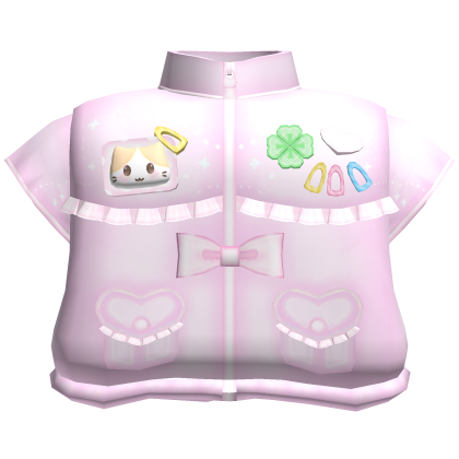 ♡ kawaii light pink collared jacket w kitty badg