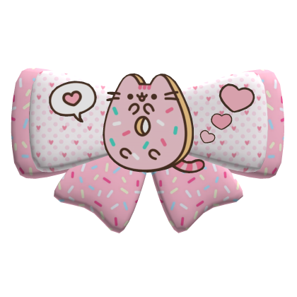 Pink Donut Sprinkle Pusheen Cat Bow Hair Clip Roblox item