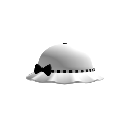 Cute Bucket Hat White and Black with bow Roblox item