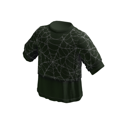 Goth Spiderweb Layered T-Shirt (Dark Green)
