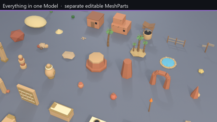 Low Poly Desert Ruins Pack x50 Pyramid Oasis preview 2