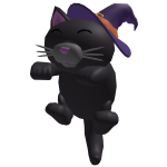 Cute Sleeping Halloween Witch Kitten