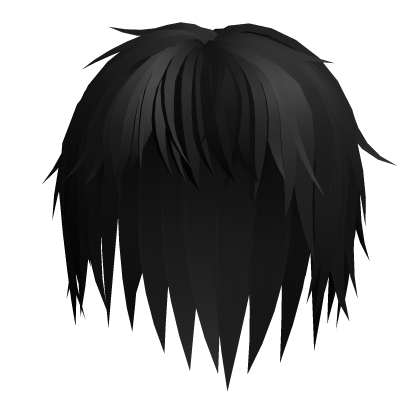 straight emo messy anime boy hair in black Roblox item