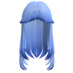 Blue Straight Hair W Bangs