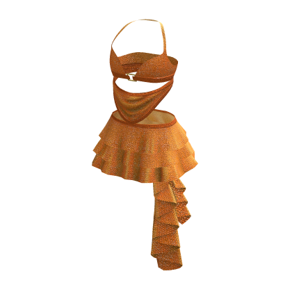 Cute Orange Y2K Chic Ruffle Korean Dress • DD26