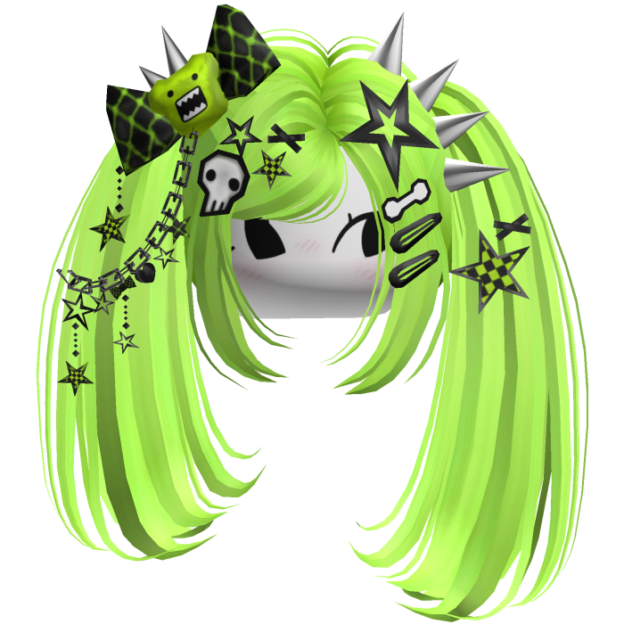 ♡ Scene Spiky Moe Pigtails (Neon Green)